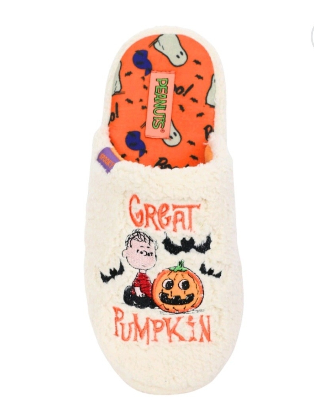 Peanuts Great Pumpkin Womens Cream Slippers - Picture 6 of 8